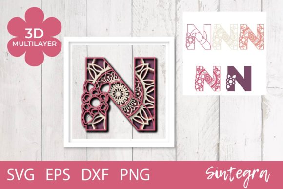 3D Floral Letter N Mandala Layer SVG: A Versatile Design for Creative Projects