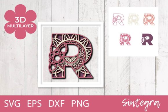 3D Floral Letter R Mandala Layer SVG: A Versatile Design for Creative Projects
