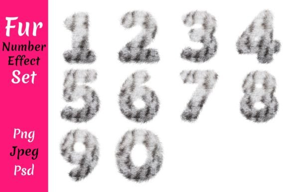 3D Fur Number Set and 3D Hairy Text Effect for Creative Designs