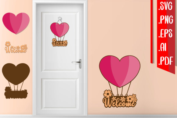 3D Heart Air Balloon Layered Door Sign: A Creative and Practical Design for All