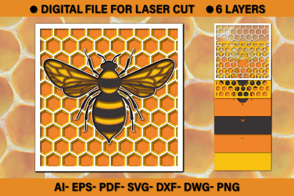 3D Honey Bee Paper Cut SVG File: A Versatile Digital Design for Creative Projects