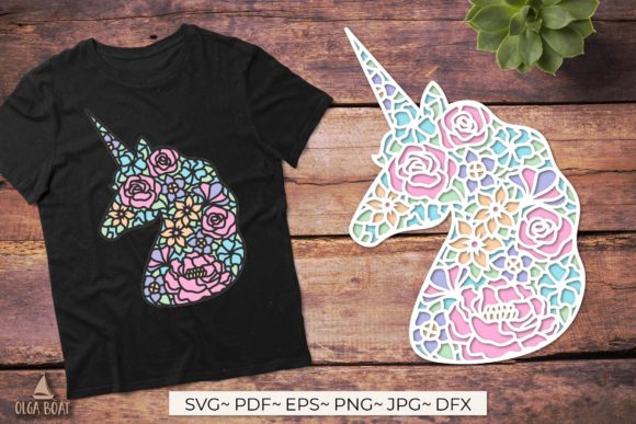 3D Unicorn SVG Layered Papercut