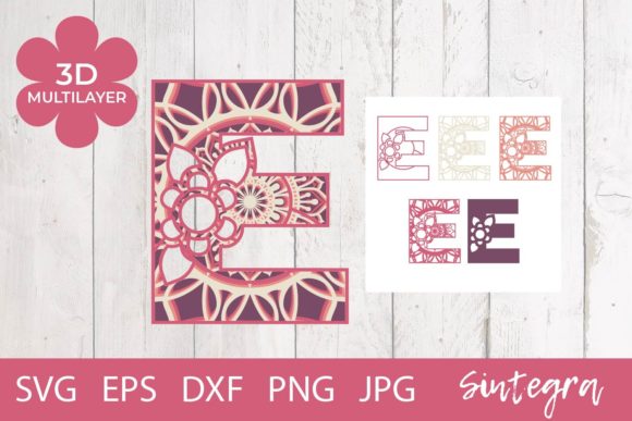Floral Letter E Mandala 3D Multilayer: A Versatile Design for Creative Projects
