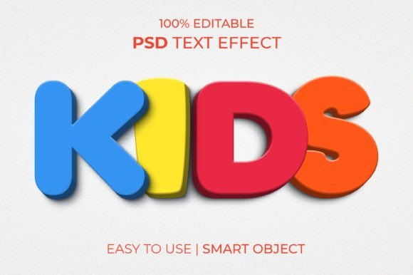 Kids Multicolor 3D Text Effect Style